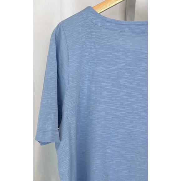 J. JILL Pima Slub Elbow Sleeve Tee Short Sleeve Shirt Blue Size L - Picture 6 of 9